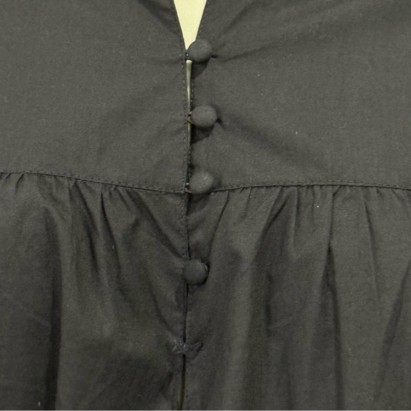 French Connection Poplin Mini Dress Organic Cotton Puff Short Sleeve Black Small - Picture 8 of 14